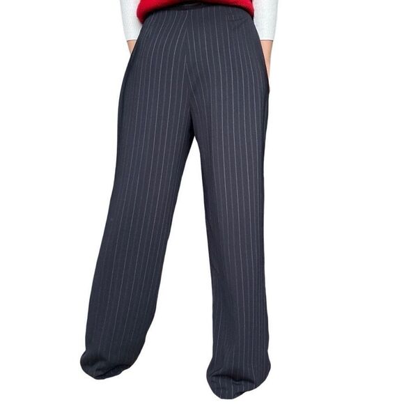 Worthington Navy Blue Striped Lined Trousers Dress Pants Size 14 Women Work - Picture 3 of 8